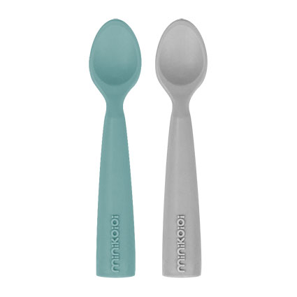 Minikoioi Colheres em Silicone – Aqua Green/Powder Grey