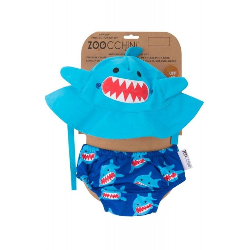 ZooCchini – Conjunto de Banho Chapéu e Cueca 6-12 meses – Tubarão