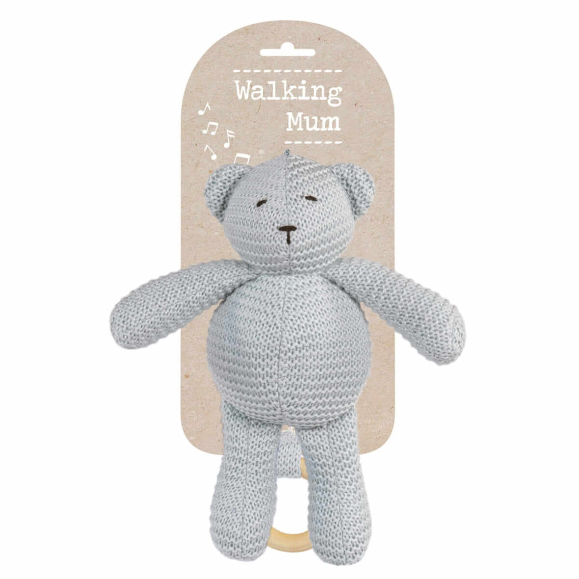 Walking Mum Urso Musical em Bambu Gris 21 cm