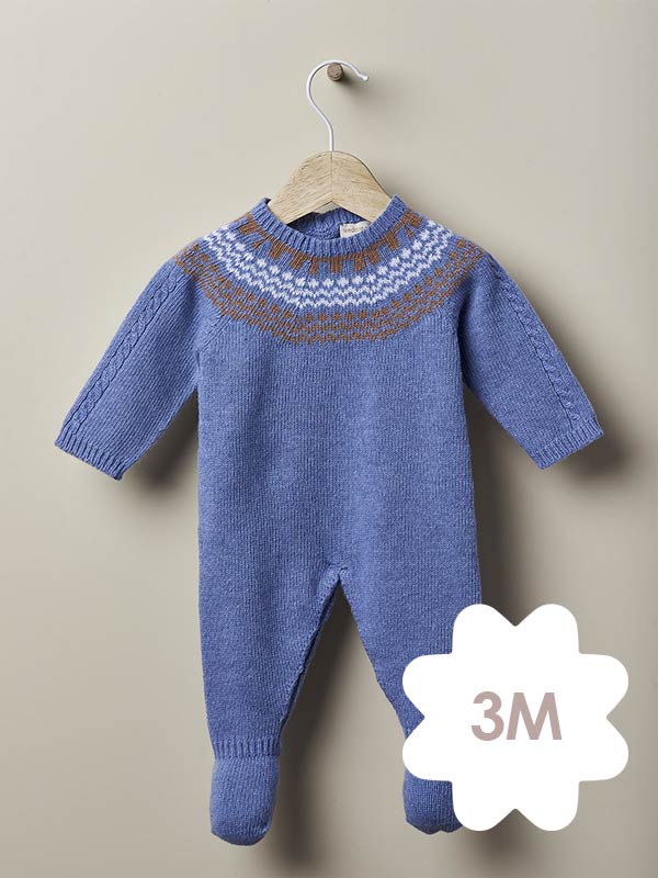 Wedoble babygrow jaquard Azul médio – 3M