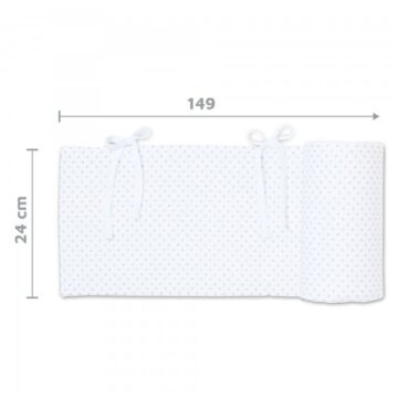 Babybay Protetor de Grades Piqué para modelo Original - branco c/ pontos cinza claro