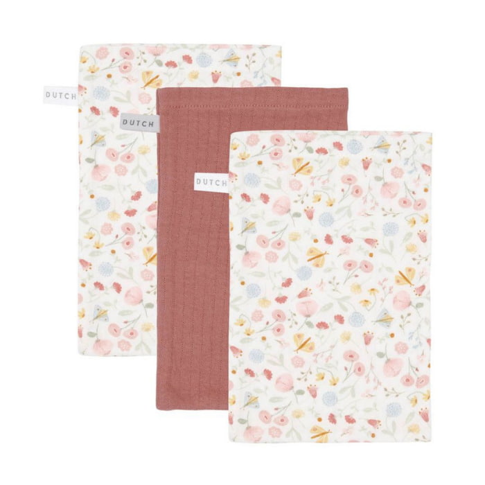Little Dutch Toalhas de Rosto – Pure Pink Blush / Flowers & Butterflies