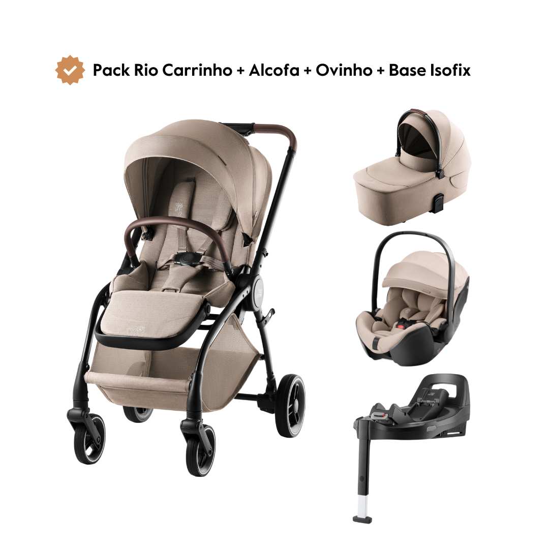 Pack Rio Carrinho + Alcofa + Ovinho Baby-Safe Pro + Base Isofix Vario 5Z da Britax Römer – Style Teak