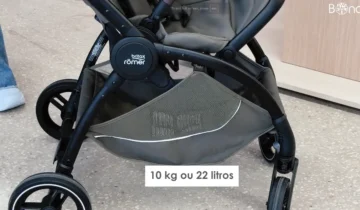 O Carrinho Rio tem um cesto inferior com capacidade de 10kg ou 22 litros
