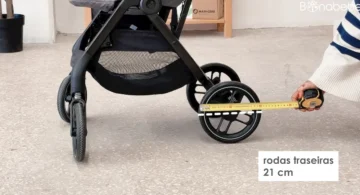 O carrinho de bebe Maxi-Cosi Soho tem umas rodas traseiras de 21cm